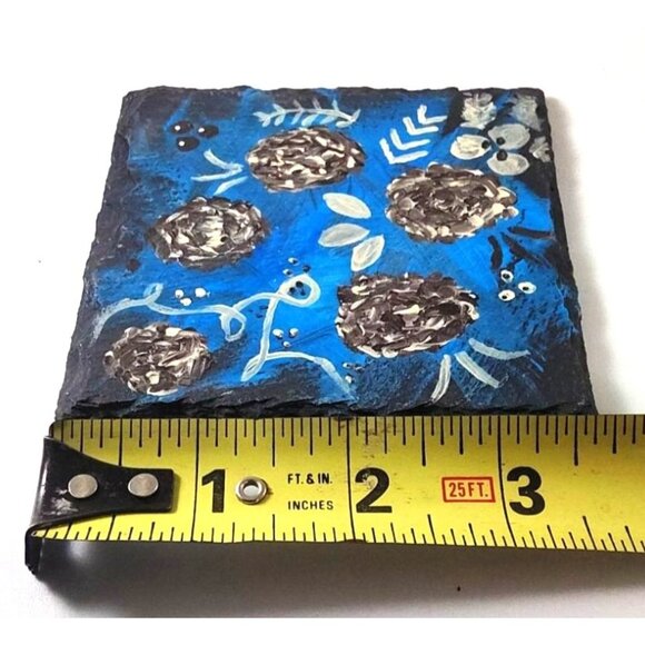Hand-Painted Slate Coasters With Floral Design - Set Of 4 - Picture 9 of 10
